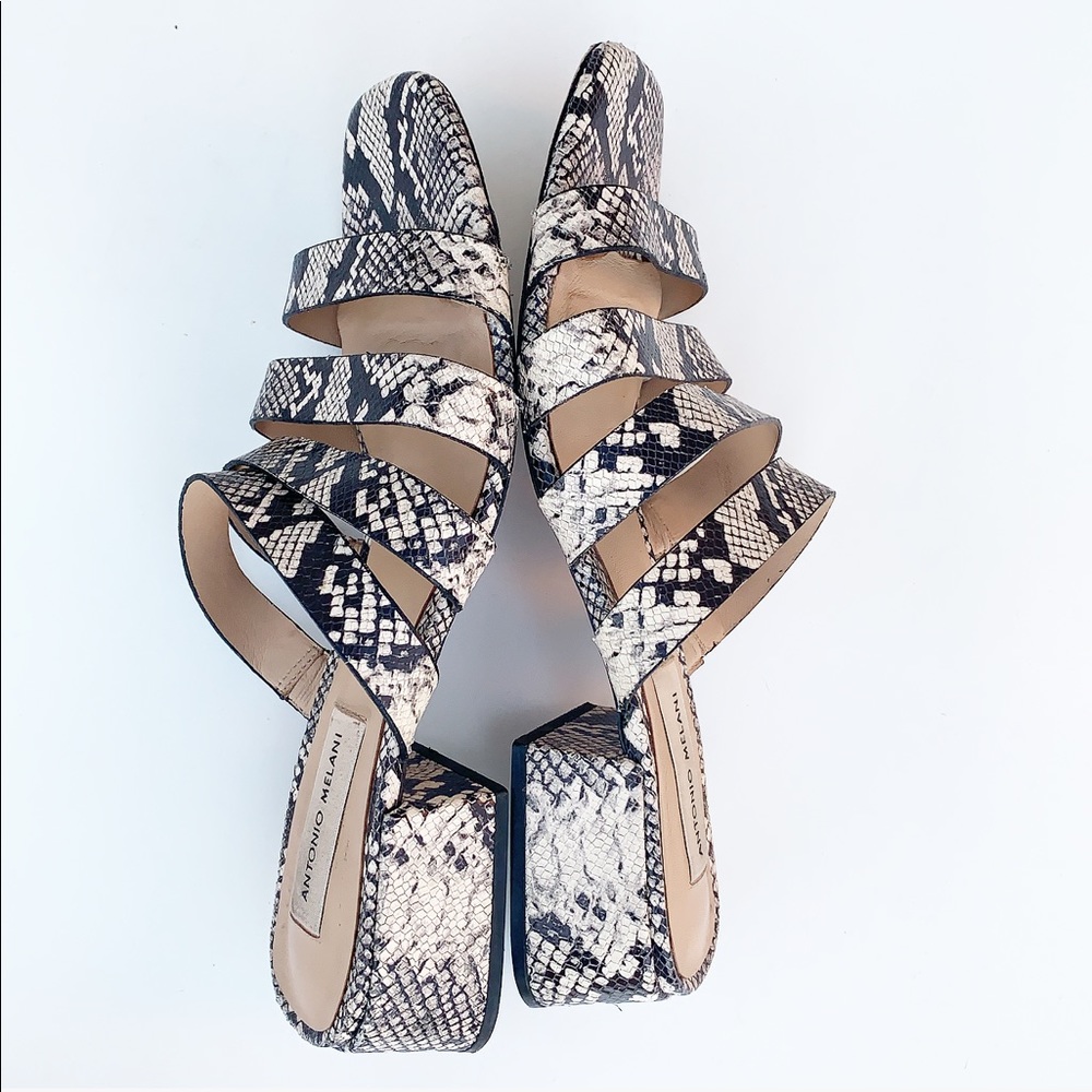 Antonio Melani Snake Python Strappy Mules Sandals - image 5